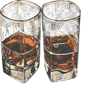 two shot glasses, Whisky Moonshine Distilled beverage Old Fashioned